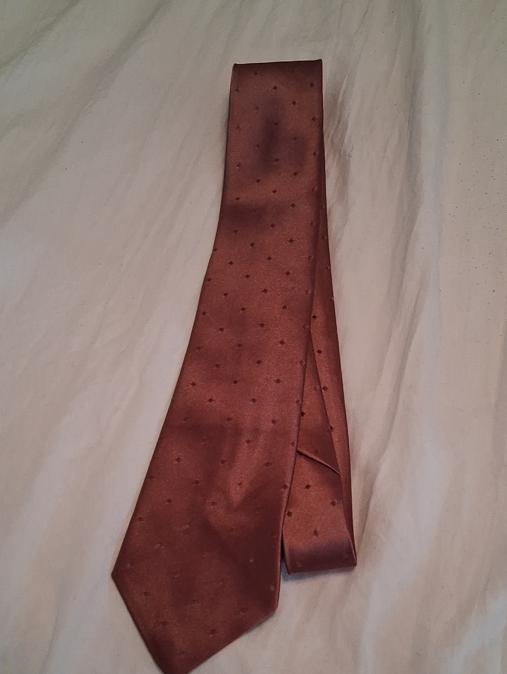 Hennessy Elegant Brown Satin Tie with Subtle Dot Texture